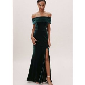NEW BHLDN green fawn velvet maxi dress size 12 bridesmaid wedding black tie